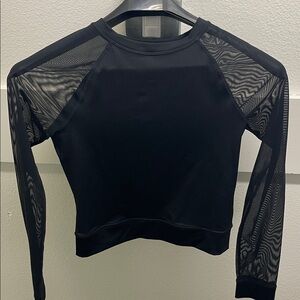 Zella Mesh Sleeve Black crop Top